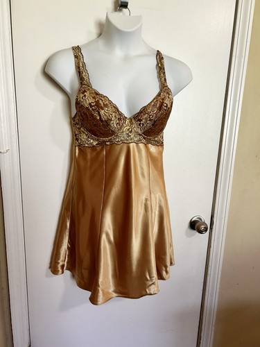 Victoria’s Secret Gold Baby Puppe Nachthemd mit Bügel gepolsterter BH groß - Bild 19 von 20