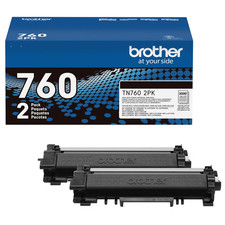 Brother TN760 High-Yield Toner Cartridge, Black, 2-Pack