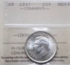 1937 Canada 25 Cents ICCS graded MS-64