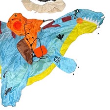 Inflatable Dinosaur Costume Complete Outfit Set Blue Yellow Orange Brown Hat