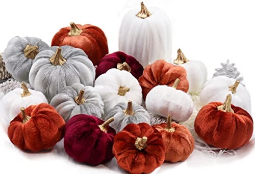 Calabazas de Acción de Gracias, 18 PIEZAS Decoraciones de Mesa de Otoño para el Hogar, Terciopelo - Imagen 1 de 7
