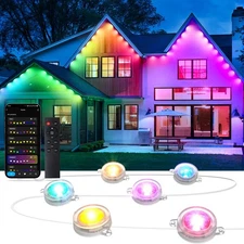 RGB+IC Permanent Outdoor Lights for House Garden, 50Ft Smart Eave Lights, Str...