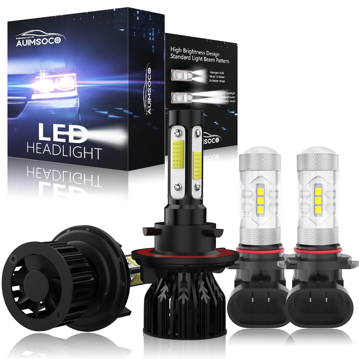 For Ford Mustang 2005-2012 2-Door LED Headlight Bulbs 4x 9008+H10 Super Bright