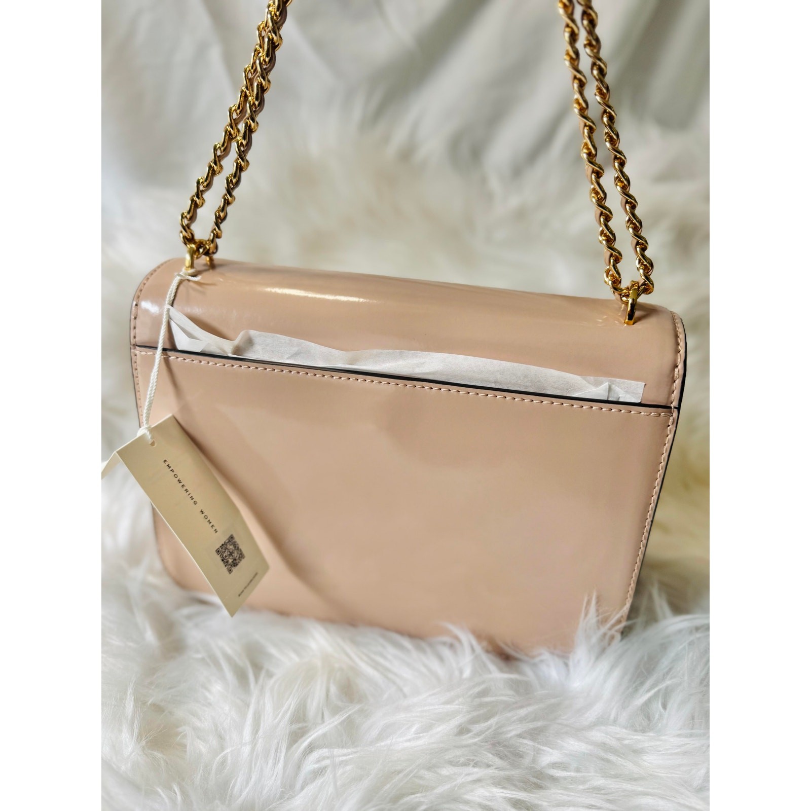NEW $548 Tory Burch Britten Patent Nude Pink Med Shoulder Crossbody Bag thumbnail 4