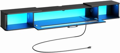 Modern Floating TV Stand with LED Light for TVs up to 75  - Black