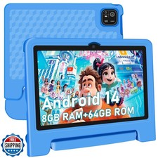 NRKDUBQ Tablet for Kids, 10.1 inch IPS HD Touchscreen Android 14 64 GB Storag