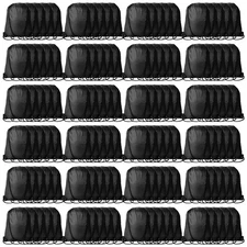 120Pcs Black Drawstring Backpacks Bulk String Bag Cinch Sack Pack Storage Kna...