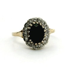 9ct Gold Cocktail Ring Sapphire Diamond Stones Size R Metal Hallmarked 2.9g