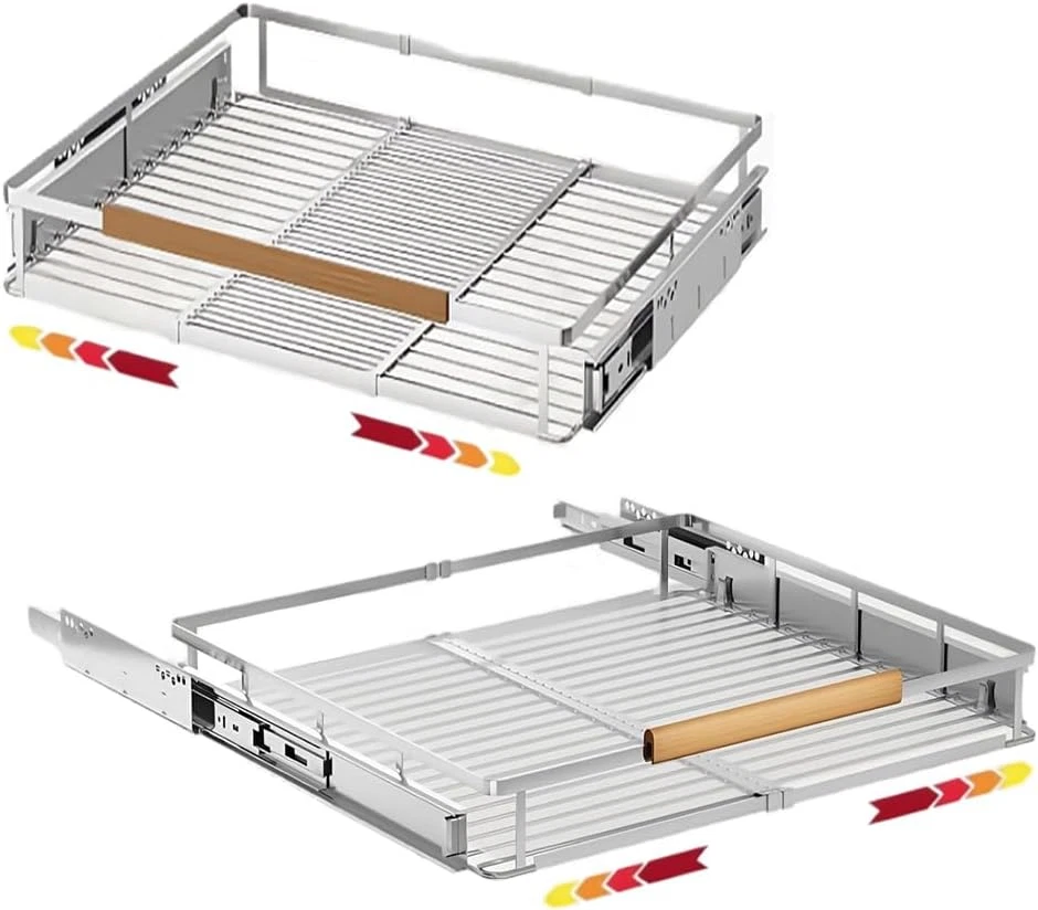 2 Pack Expandable Pull Out Cabinet Organizer，Side Mounting 17.1~28"X22.5"Cabinet