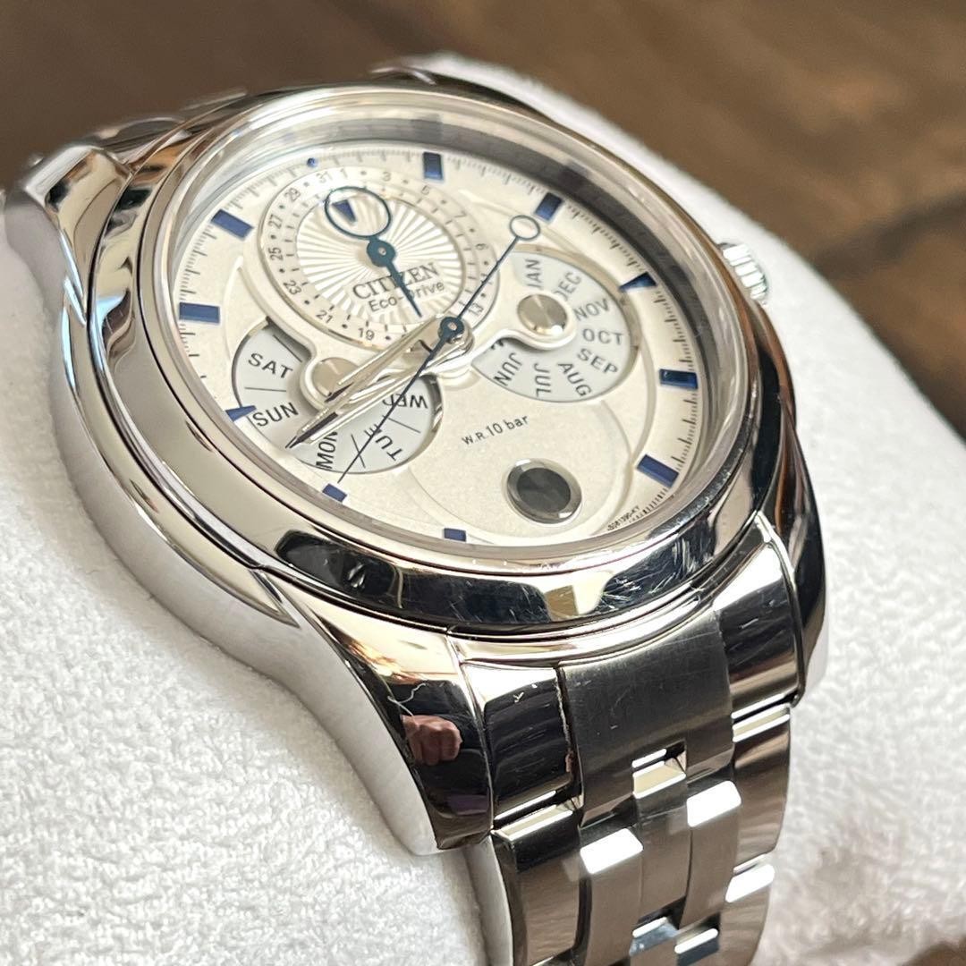 Citizen BU0011 55A Eco Drive Moon Phase Watch Timepiece Stainless Dial Japan image 4