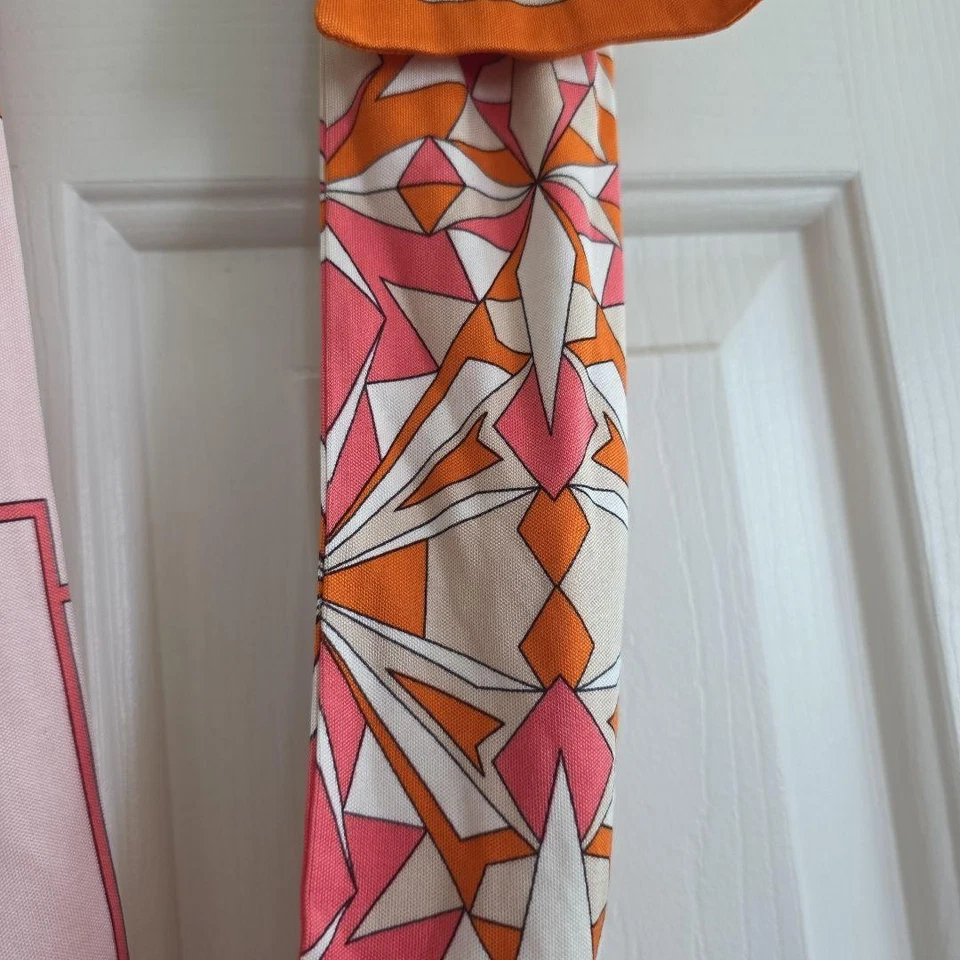 Emilio Pucci длинный хлопок шарф оранжевый розовый белый цветок 10 см x 98 см - Изображение 4 из 4