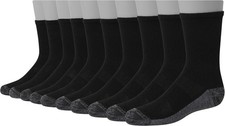 Hanes Ultimate Boys' Crew Performance Sport Socks, Large, Black/Grey Bottom