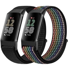 Bracelet de rechange en nylon compatible avec Fitbit Charge 5