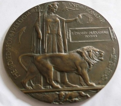 TODESSCHILD EINZIGARTIGER NAME RICHARD ALEXANDER MASON DEVON REGT. VON DEVONPORT