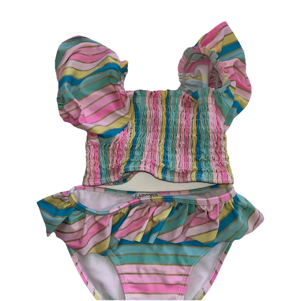 Flapdoodles Niñas Dos Piezas UPF 50+ Protección Solar Cobertura Completa Trajes de Baño Talla 4 Foto 2 de 4