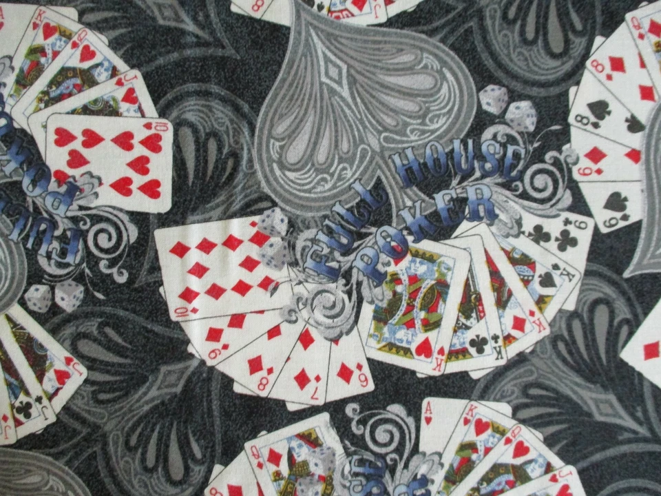 BARAJA DE CARTAS FULL HOUSE POKER JUEGO TELA ALGODÓN GRIS FQ Foto 2 de 4