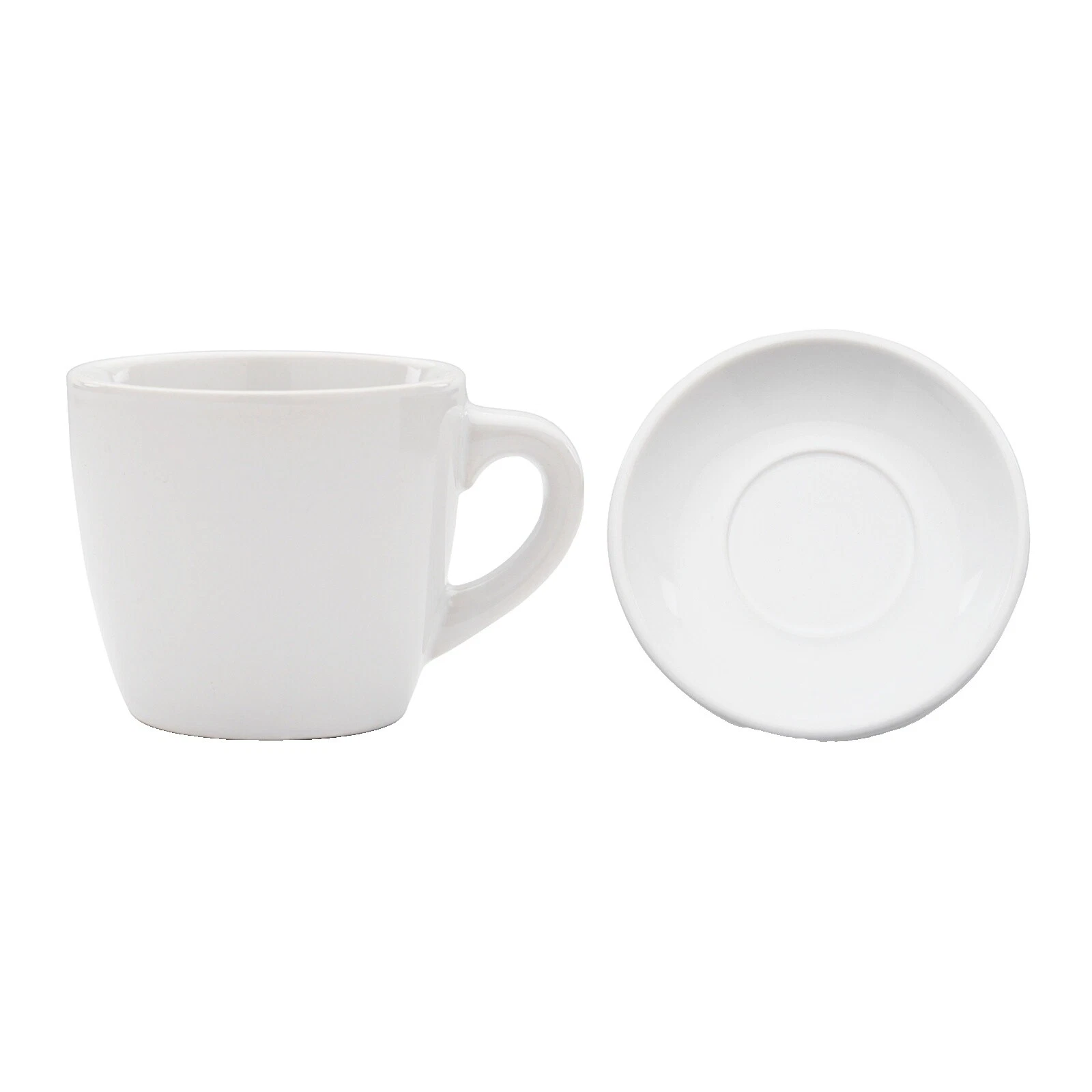 White Ceramic Espresso Cup & Saucer Sets