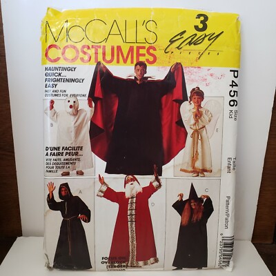 McCall's COSTUME Pattern p456 3 EASY Pcs Santa Wizard Ghost Dracula Angel Witch