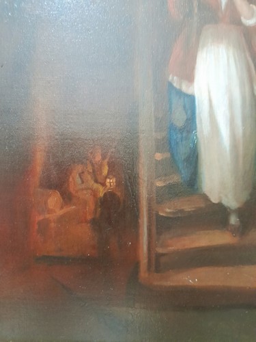 Fine Antique 18th / 19th Century Oil on Canvas Portrait of girl on spiral stairs - Picture 5 of 7