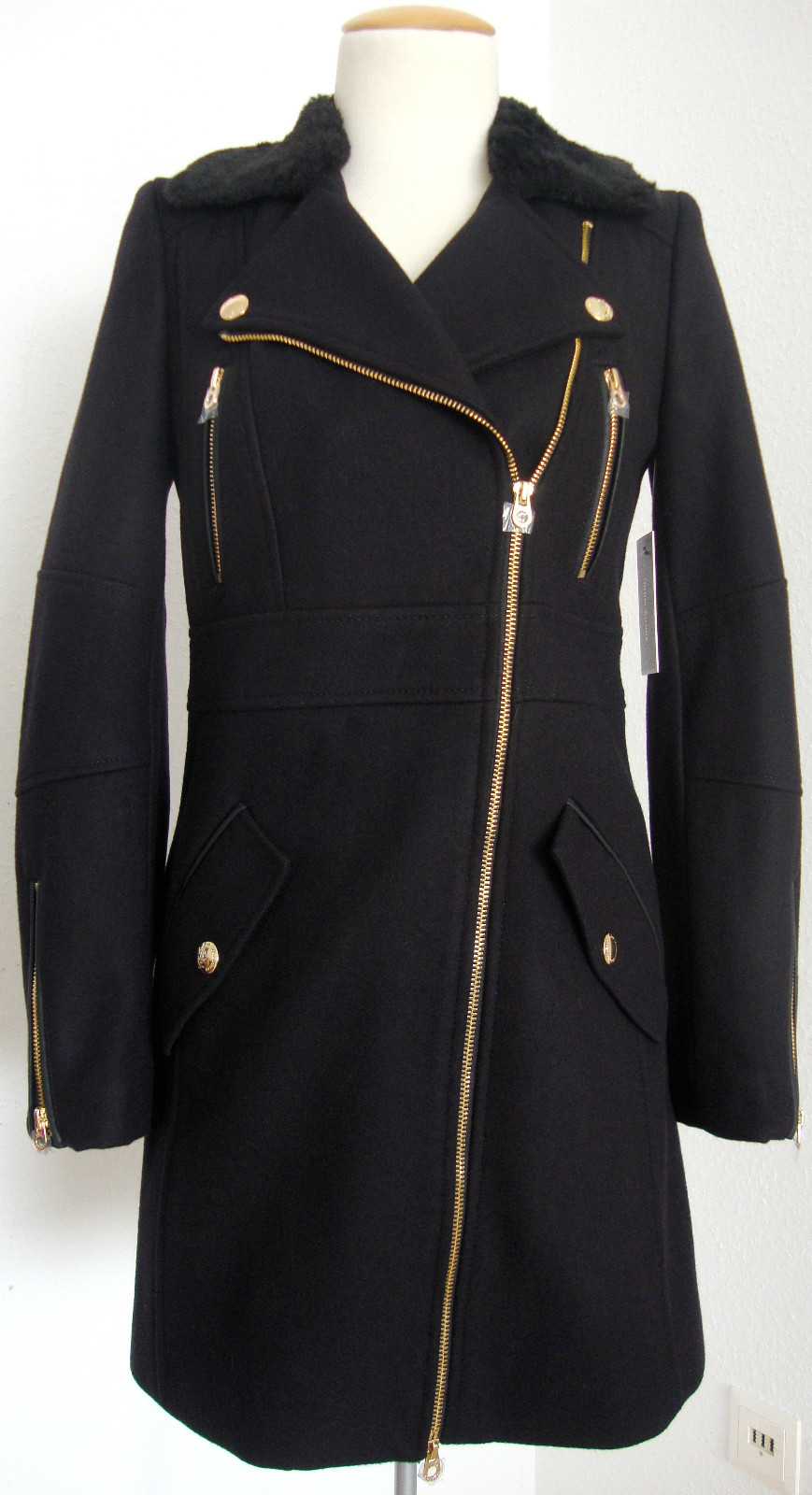 ALTRA JUICY COUTURE WOOL MELTON COAT cappotto di lana giacca cappotto donna taglia M nuovo con etichetta