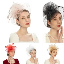 Fascinators Hat for Women Tea Party Headband Wedding Cocktail Flower Mesh Clip