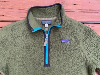 Patagonia Retro Pile 1/4 Zip Fleece Pullover Nomad Green Womens