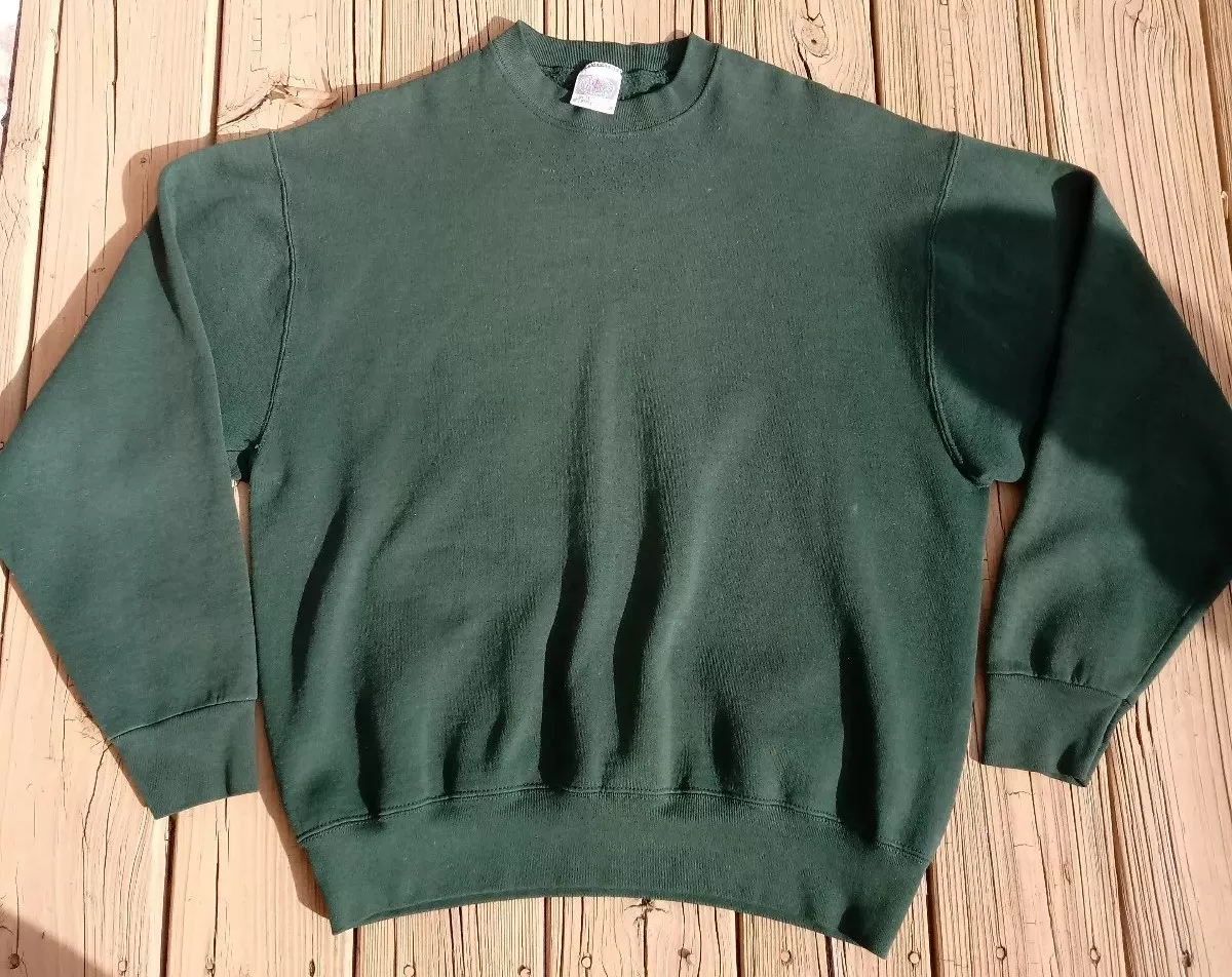 Fruit Of The Loom Green XL VTG 50 50 Made in USA Blank Sweater Vintage