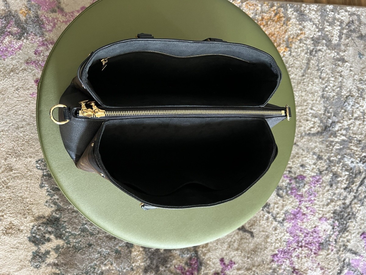 Louis Vuitton Black Leather & Monogram Canvas Soufflot MM (M44817 