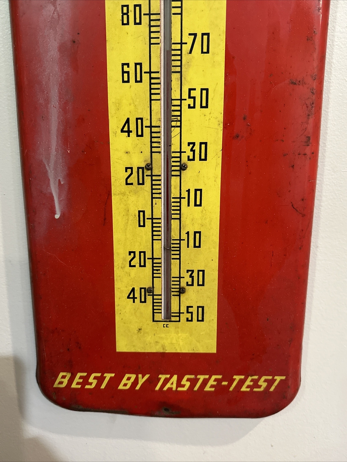 ORGINAL AUTHENIC DRINK ROYAL CROWN COLA THERMOMETER METAL SIGN. 9.5x26