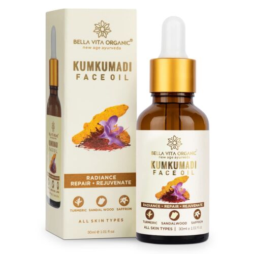 Bella Vita Bio Kumkumadi Gesichtsglühöl für trockene bis normale Hautöl, 30ml - Bild 1 von 5