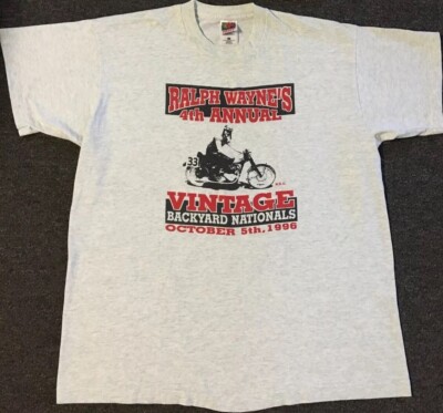 Vtg 90s Ralph Wayne Backyard Motorcycle Race Faded Shirt XL USA Biker Car Grunge