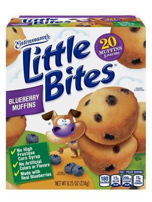   New Entenmann's Little Bites Real Blueberry Fruit Cakes Muffins 8.25oz