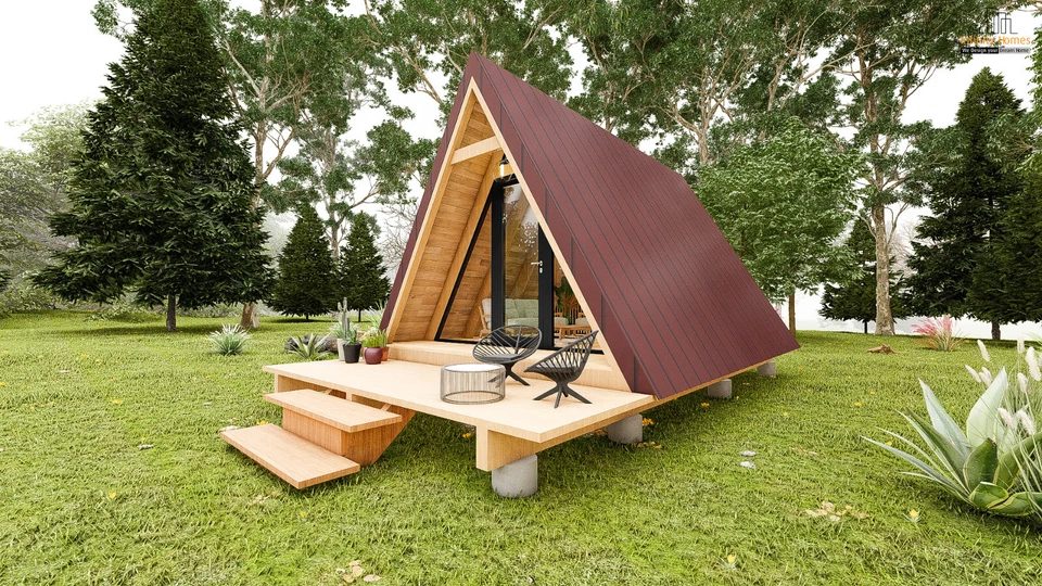 14'-0'' X 20'-0'' Modern A-Frame Cabin Plan - Image 3 of 4