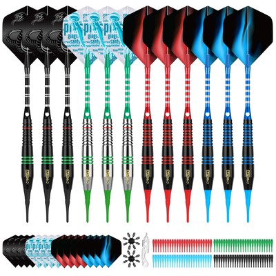 CyeeLife Professional Darts Plastic Tip Set of 12 Soft Darts for...