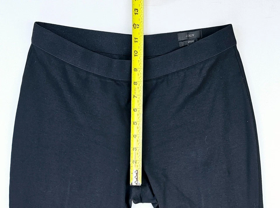 J. Crew Size 12R Womans 27 Inch Inseam Black Pixie Leggings Ponte Back Zip Pants - Image 4 of 4