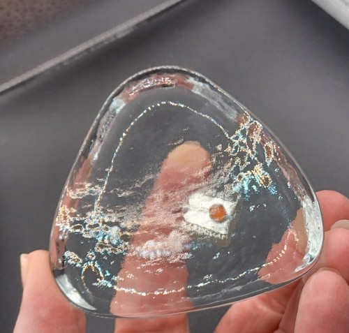 Sticker Blenko Clear Thick Glass Office Desk Paperweight - Picture 7 of 7