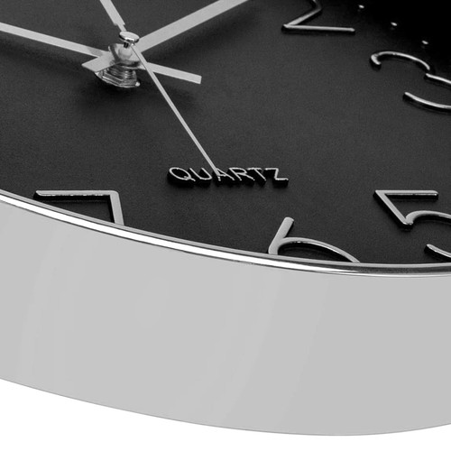 Wall Clock Silent Movement Quartz Black White Gold Silver Round 12 Inch Clocks - Picture 8 of 17