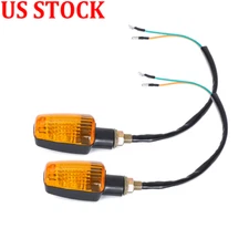 2pc 6 Volt Motorcycle Turn Signal Light Blinker Indicator w/ Amber Lens LED Bulb