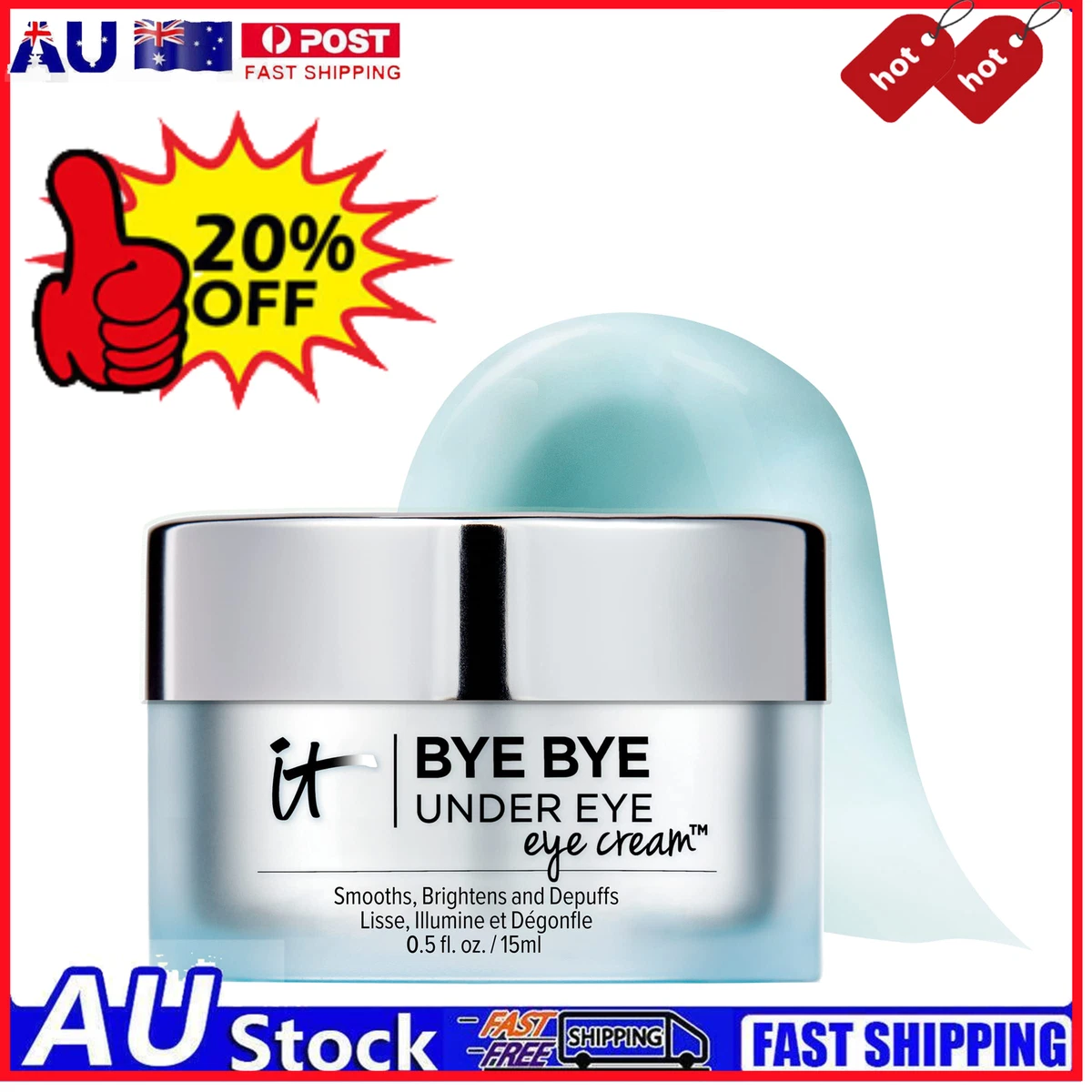 It Cosmetics 0.5oz 15ml Bye Bye Under Eye Eye Cream Smooths