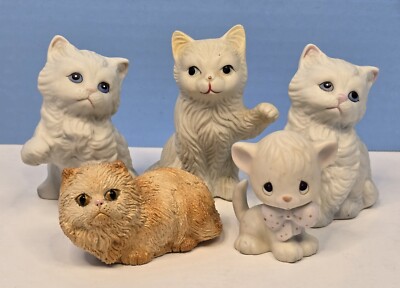Lot Of 5 Cute Cat Figurines Looking For A Home! Various Sizes/Makers