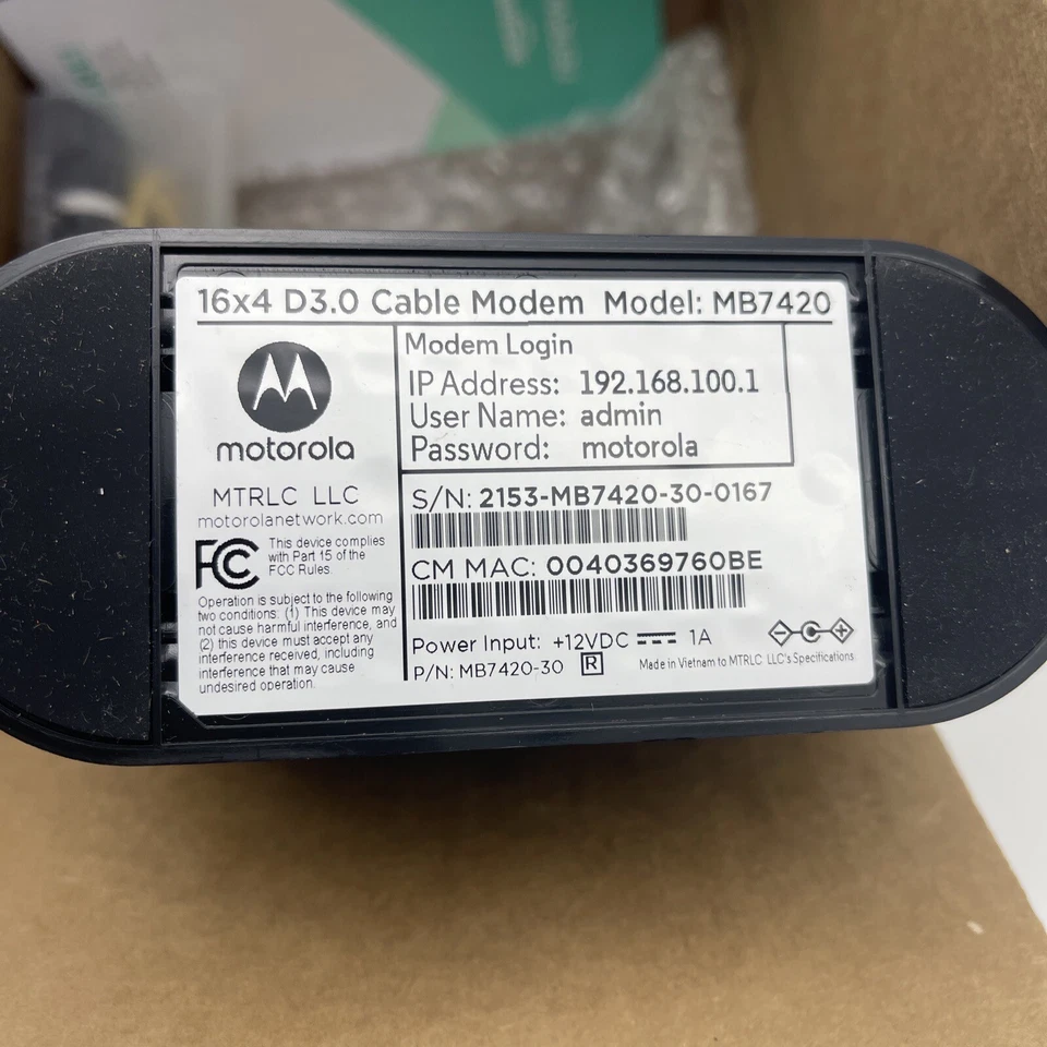 Cable Modem Model Mb7420 16x4 Docsis 3.0 Refurbished - Image 3 of 4