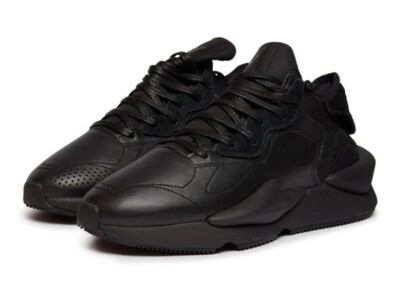Y-3 KAIWA Triple Black Leather Sneaker IE7255 Sz 6.5