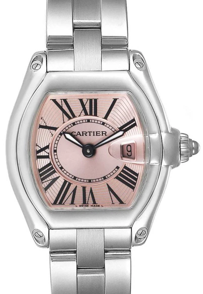 Cartier Roadster Pink Dial W62017V3 Stainless Steel Quartz Ladies 
