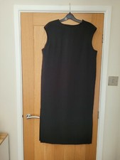 Marks & Spencer Black Sleeveless Dress Size Uk 14 Midaxi Splits Exc Con