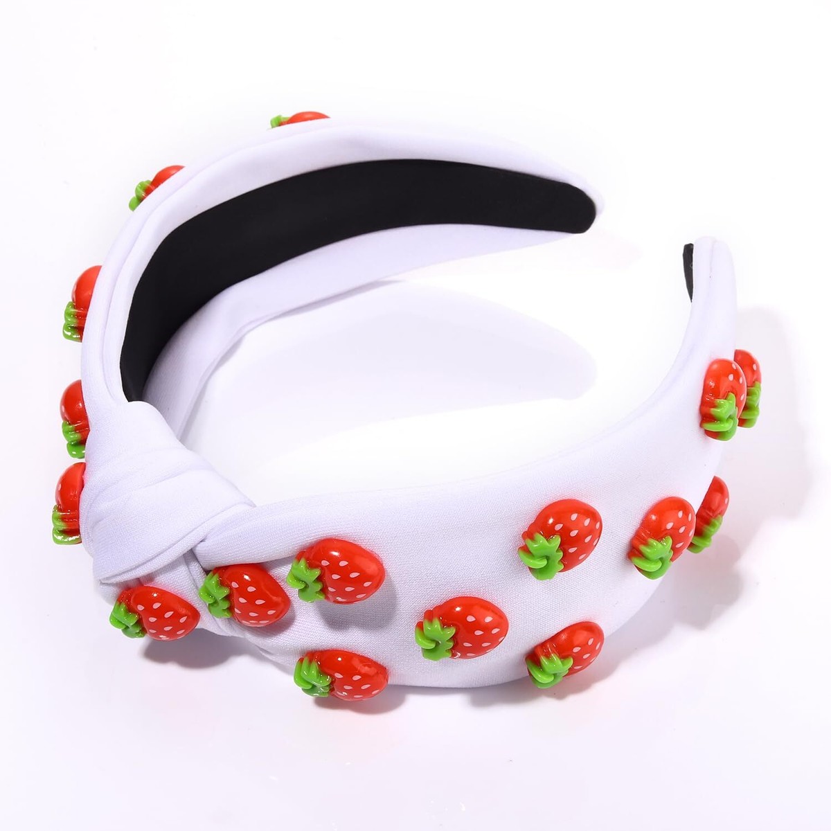 Strawberry Headband Women Summer Beach Wedding Party Cotton Metal Accessories Fruit Headbands for Women Girls Tropical Strawberry Knotted  main image 3