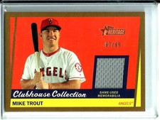 Mike Trout 2016 Topps Heritage High# Clubhouse Collection Gold Relics SP # 97/99