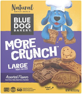 Blue Dog Bakery Natural Dog Treats, More Crunch Large, Assorted Flavors, 18oz