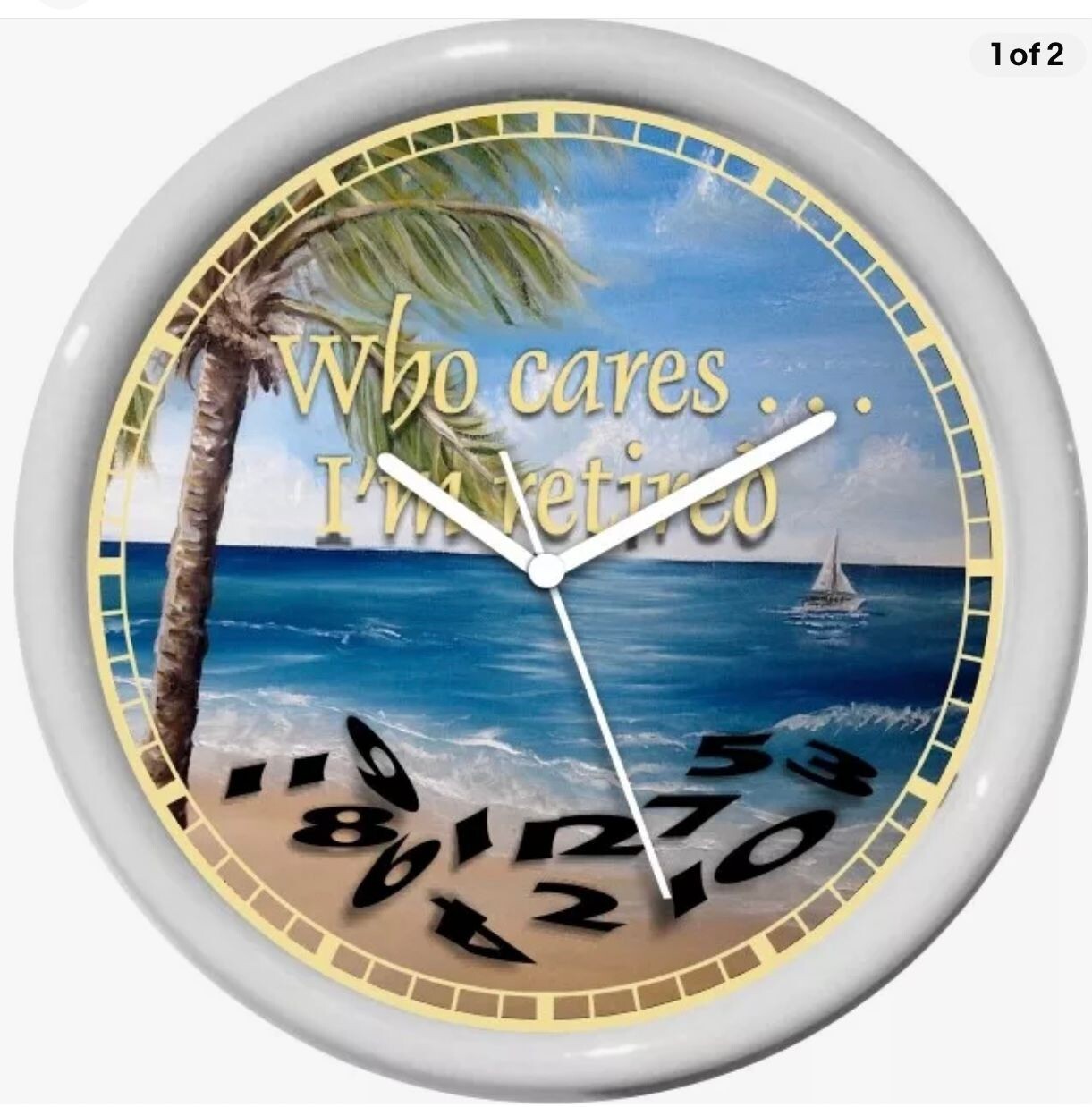 Personalized Who Cares I'm Retired 2 Wall Clock Beach Home O