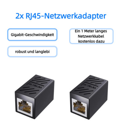 2xRJ45 Netzwerk LAN Kupplung 1:1 Adapter Cat6A Ethernet Kabel Verbinder