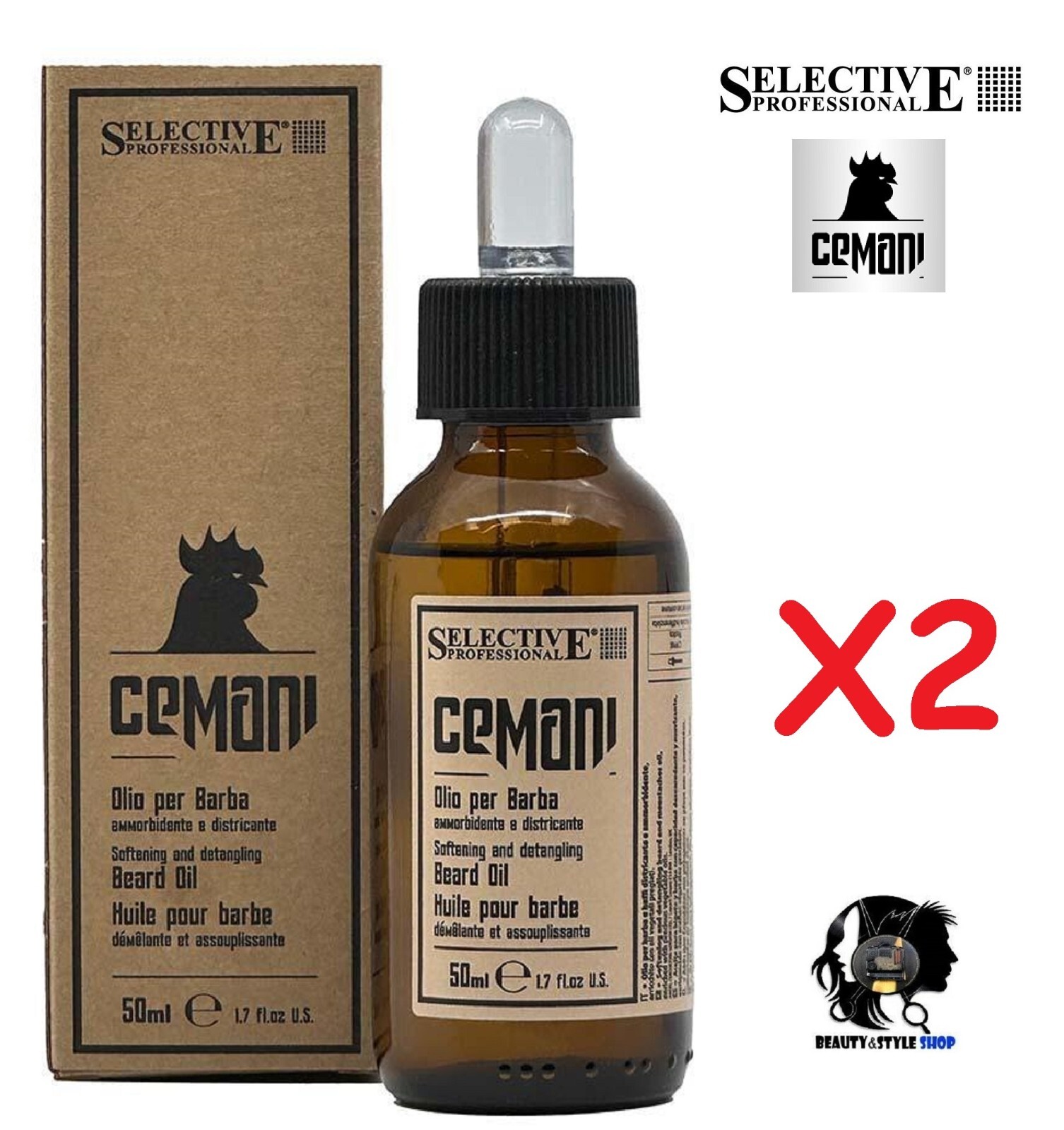 Selective Cemani Olio Barba 2x50ml | Professionale Nutriente Districante